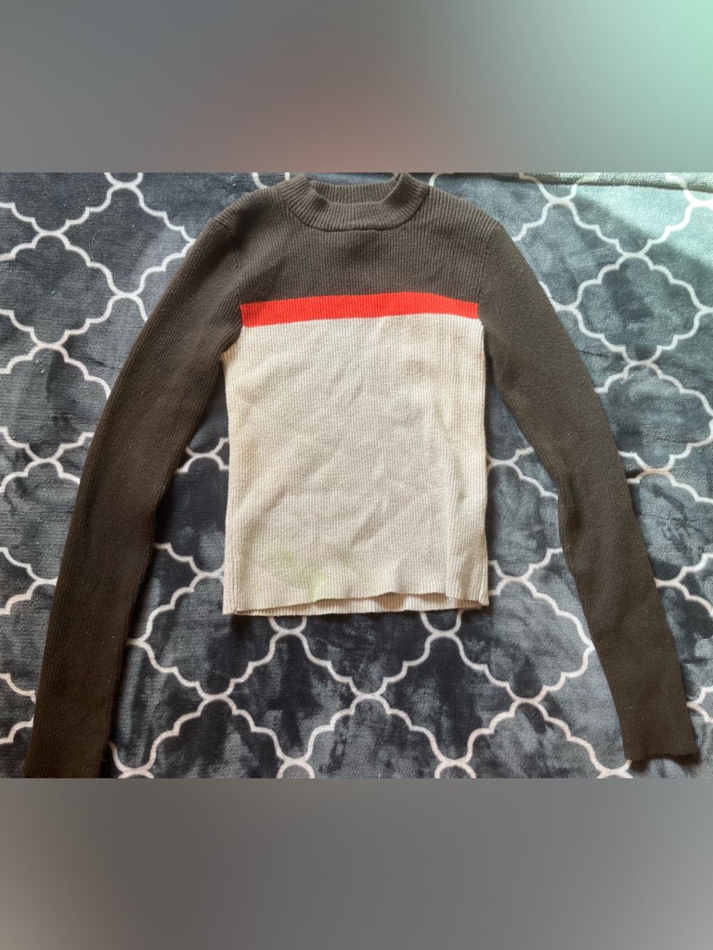 Dark Green, Orange and Cream Sweater